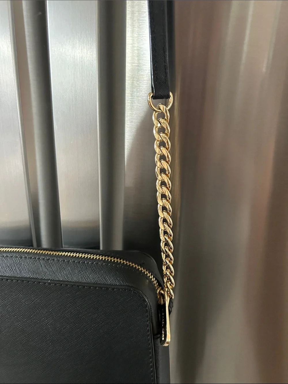 Michael Kors Black Crossbody with Gold Chain Strap